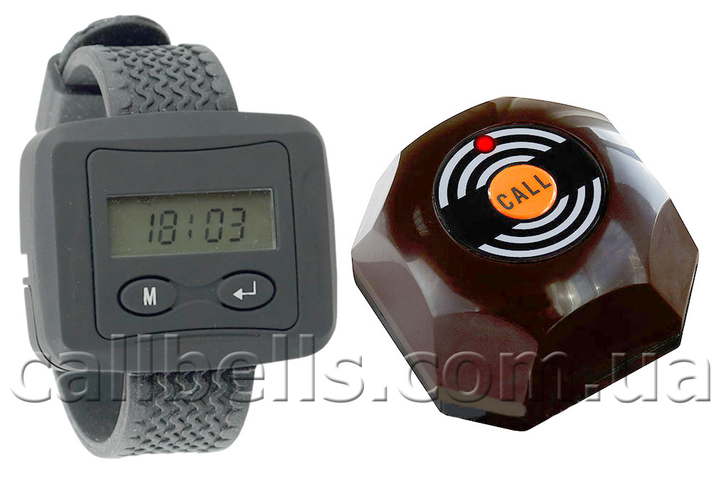 Фото набора кнопки вызова HCM-110 Coffee и пейджера R-03