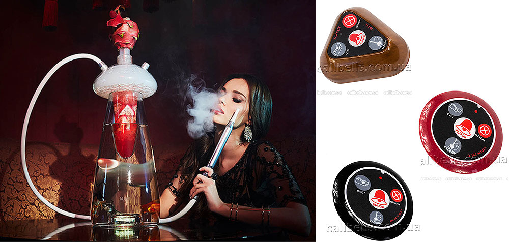 Кнопки вызова кальянщика R-134 и R-104 Black / Red Кнопки вызова кальянщика R-134 и R-104 Black / Red